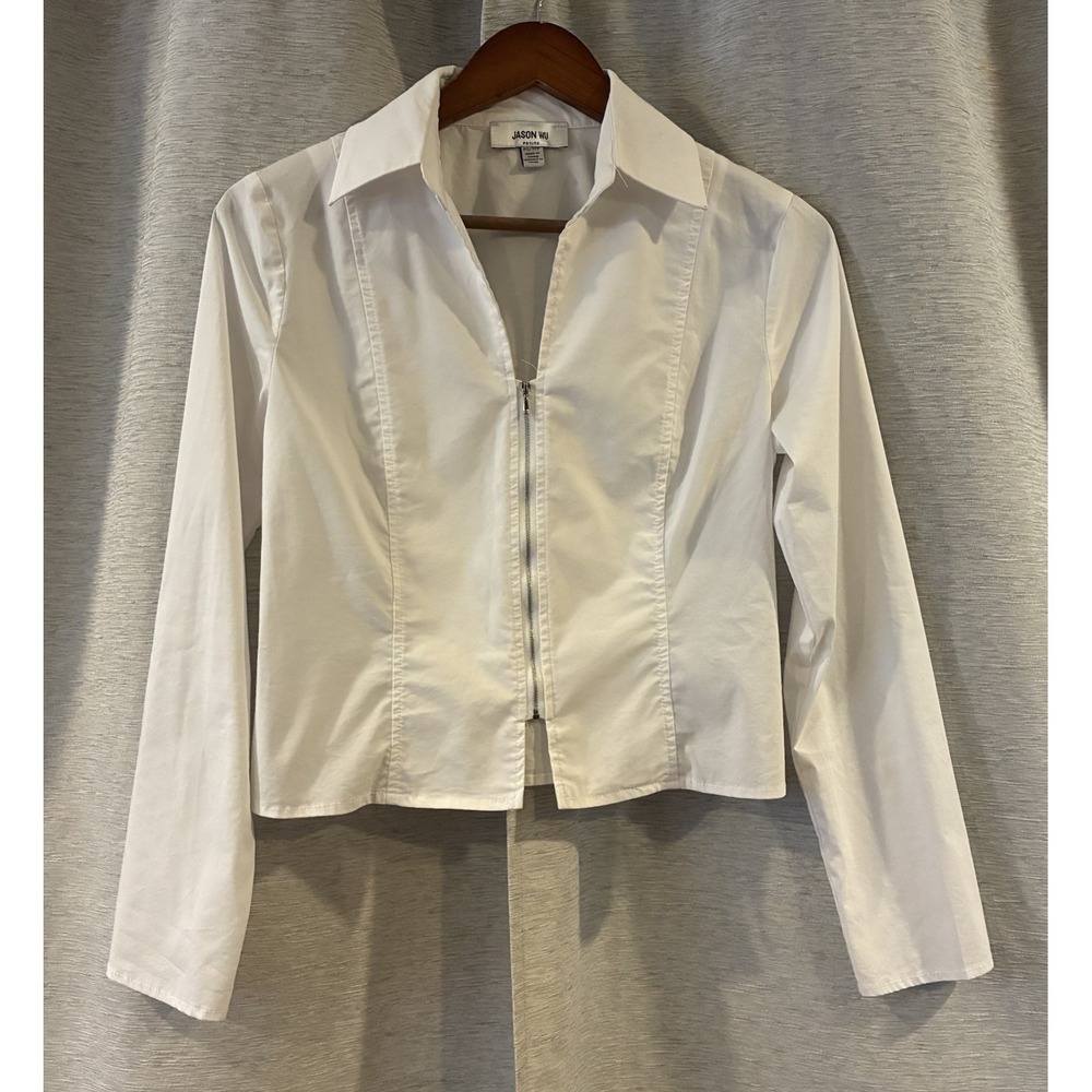 Jason Wu Zip Front Collared Shirt Sleeve‎ Zip Cuff White PS Office